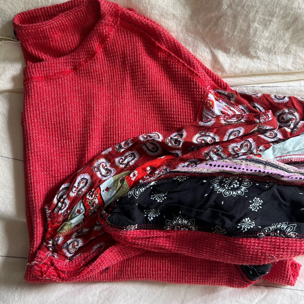 Free People Printed Puff Sleeve Top